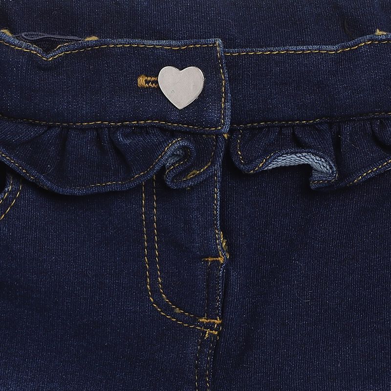 Girls Dark Blue Stretch Denim Long Trouser image number null